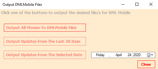 DML Mobile Output Window Example