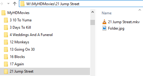 HD Movie Folder Example with .mkv movie file