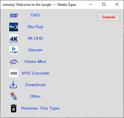 Example Image of The selected movie media type menu option