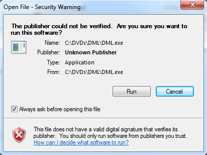 Windows 7 Security Message