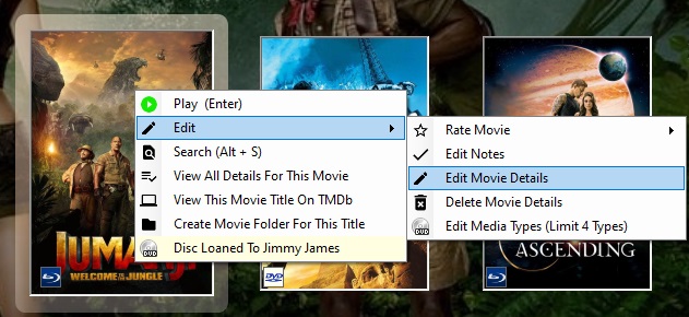Image of DML menu to add multiple movies using a mobile id file