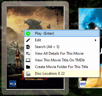 Example of The Selected Movie Menu