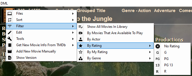 Filter by rating menu item example