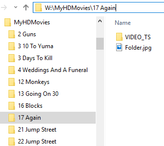 HD Movie / DVD Folder Example