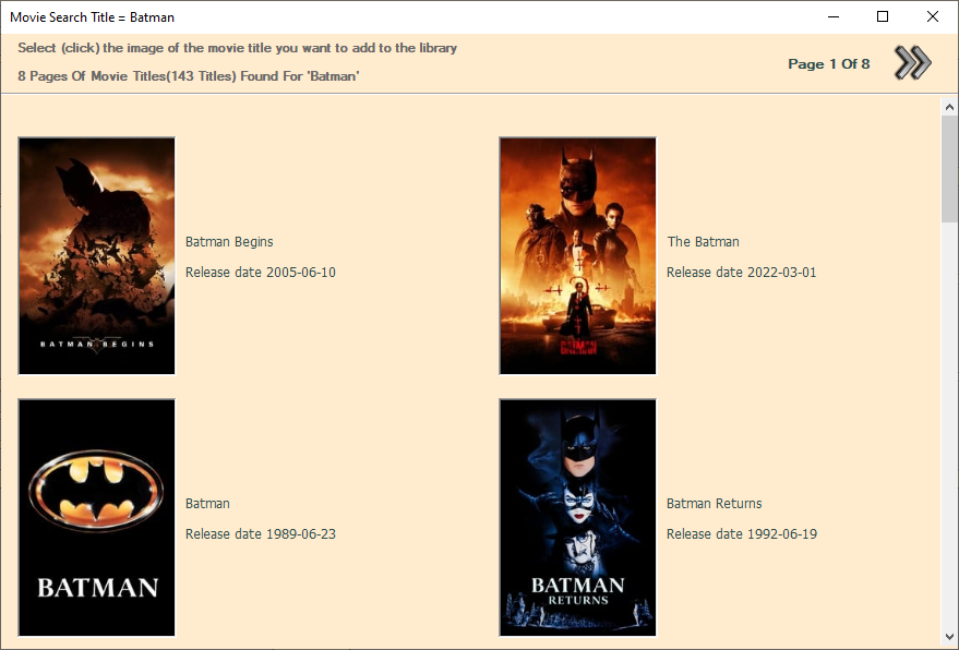 Download Individual Movie Title - Multi Items Found Example