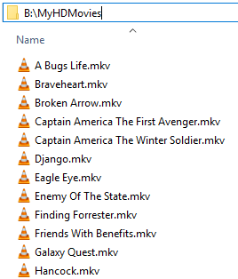 Image showing files stored together in MyHDMovies folder